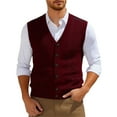 thumbnail image 3 of Bcfgryg Sweater Vest Men's Sleeveless Knitted Vest V Neck Knitted Vest Spring Plain Sleeveless Knitted For Men Mens Sweater Red 110, 3 of 3
