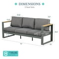 thumbnail image 4 of BPS Outdoor Couch 3-Seater Patio Aluminum Sofa Furniture, All-Weather Metal Deep Seat Chairs with Washable Thick Cushion, Dark Grey, 4 of 9