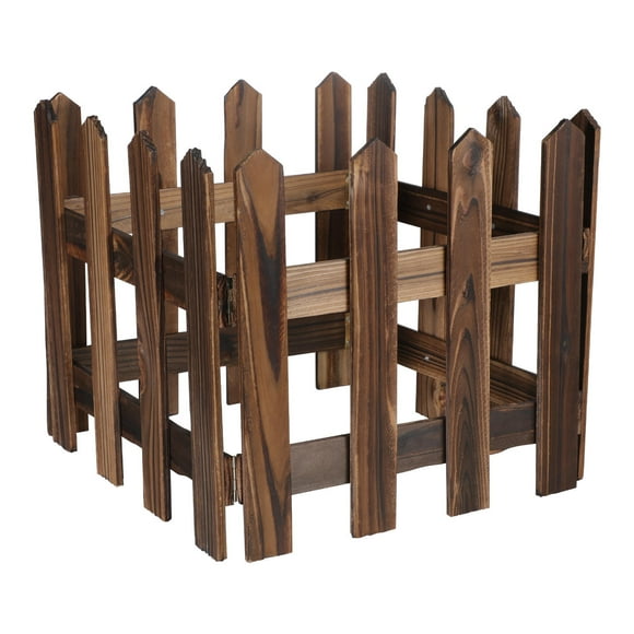 FONDOTIN Small Garden Border Fence Brown Wooden Fence Decor for Fairy Gardens 1Pcs