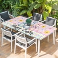 thumbnail image 2 of Easter Bunny Table Cloths for 3 Foot Rectangle Tables, Spring Watercolor Polka Dot Flower Plaid Pink Patio Waterproof Elastic Fitted Tablecloths, Washable Rectangular Table Cover for Camping, 2 of 8