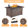 thumbnail image 6 of Homrest 44" Propane Fire Pit Table 50,000Btu Auto-Ignition Dark Brown and Black Wicker, 6 of 8