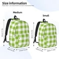 thumbnail image 2 of Disketp White Green Plaid print Canvas Backpack Lightweight Travel Daypack Student Rucksack Laptop Backpack-Medium, 2 of 5