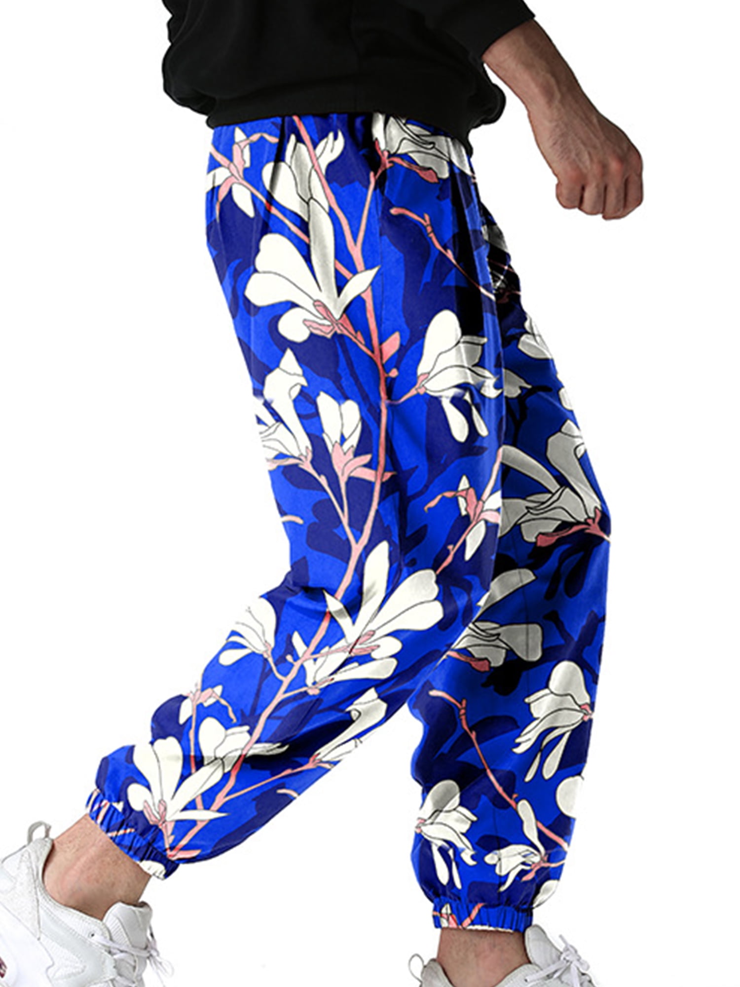 Avamo Floral Printed Casual Pants Slim Fit Flower Trousers for Men
