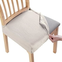 Imountek Stretch Dining Chair Slipcovers for Armless Chairs, 4Pack Waterproof Washable Jacquard Seat Covers, Beige