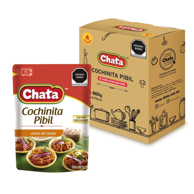 Cochinita Pibil Chata Delicioso Sabor Sin Conservadores Listo Para Comer 4 pack 860 G. 100% Carne De Cerdo Sabor Casero…