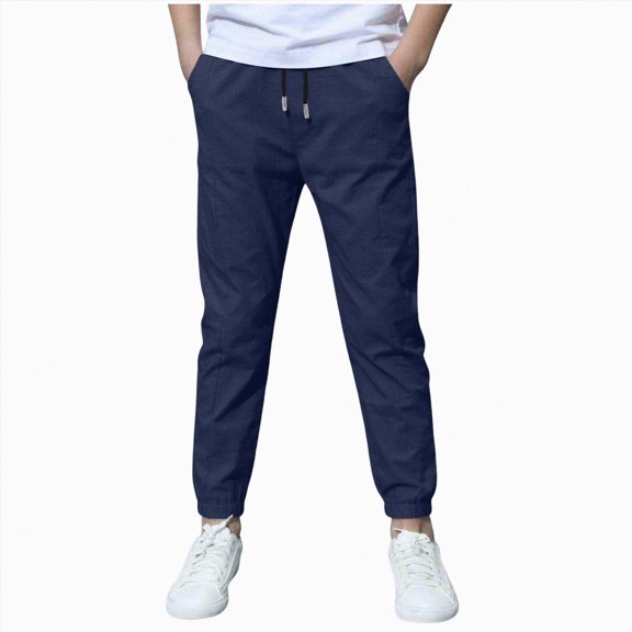 Ccpelsie Toddler Baby Boy Joggers Pants Kids Fall Winter Pants Pull On Sweatpants 5-12Y(Navy,6-7 Years)