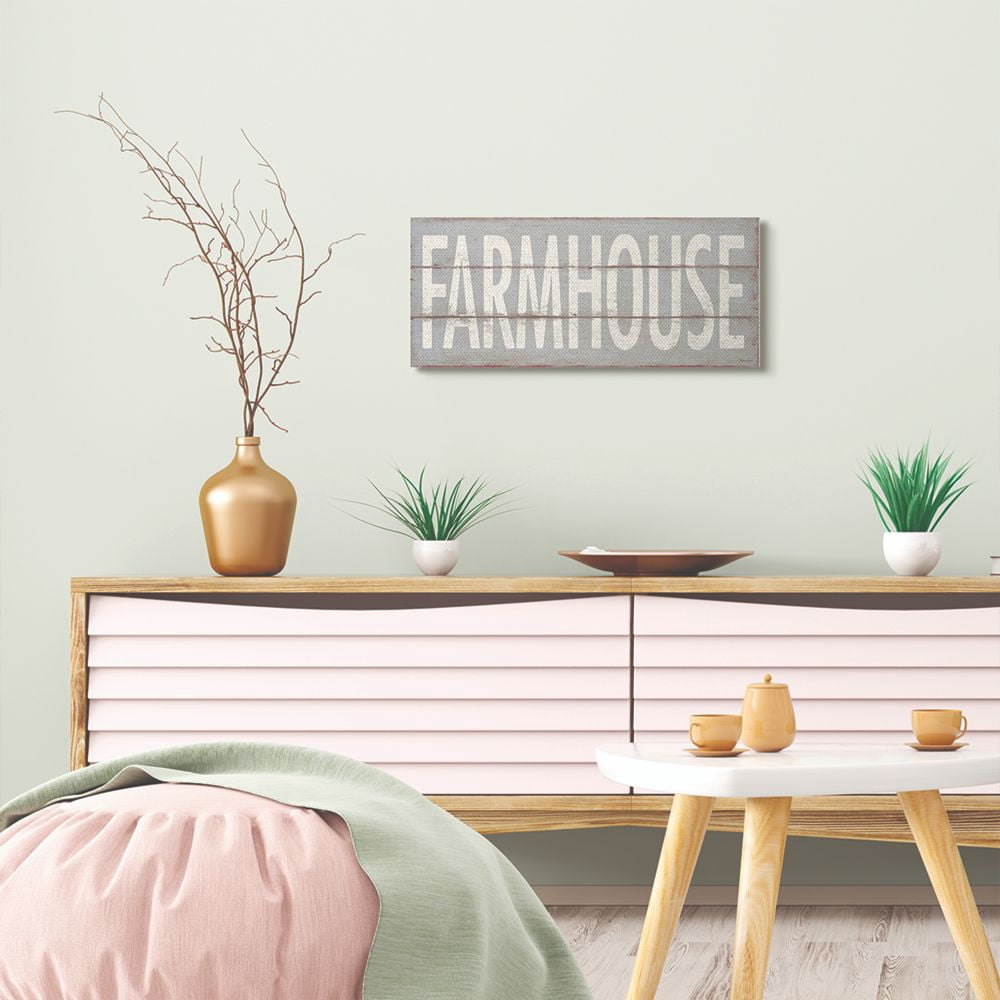 Stupell Industries Farmhouse Rustic Wood Textured Grey Word Design Canvas Wall Art by Stephanie Workman Marrott