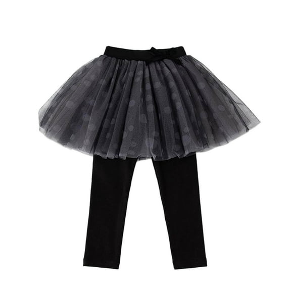 Favoffer Girls' Winter Sweet Mesh Skort Polka Dot Fake Two-Piece Skirt Pants Bowknot Warm Pants for Daily Birthdays Outdoor Gatherings Toddler Big Kids 2-12Y