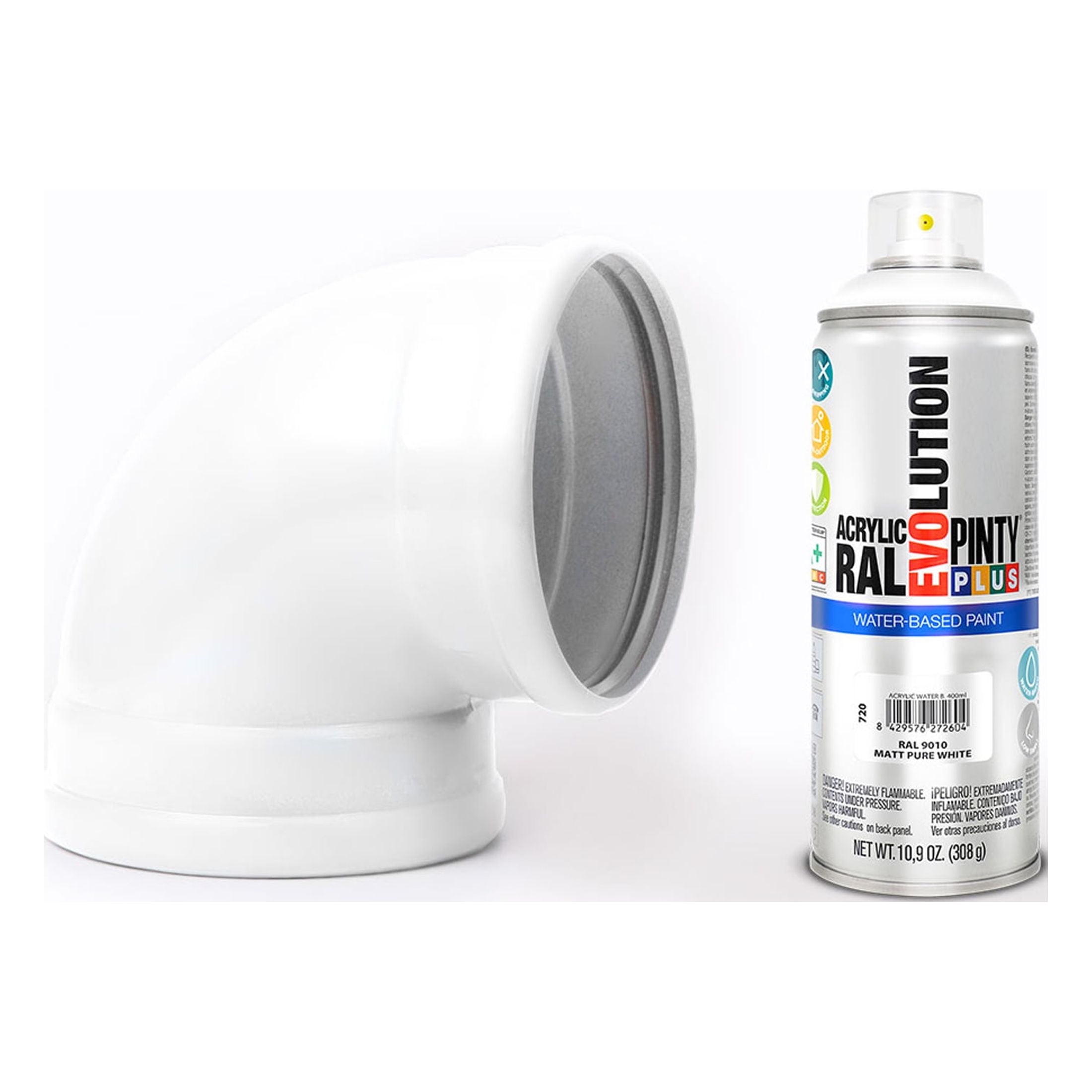 Pintyplus Spray Paint, Matte Pure White. GREENGUARD Gold, Waterbase, Low Odor, Low GWP Propellant, 10.9oz