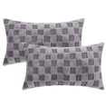 thumbnail image 2 of REGALWOVEN Pack of 2 Faux Fur Soft Plaid Decorative Throw Pillow Covers Square Plush Pillowcase Gray 12" x 20", 2 of 6