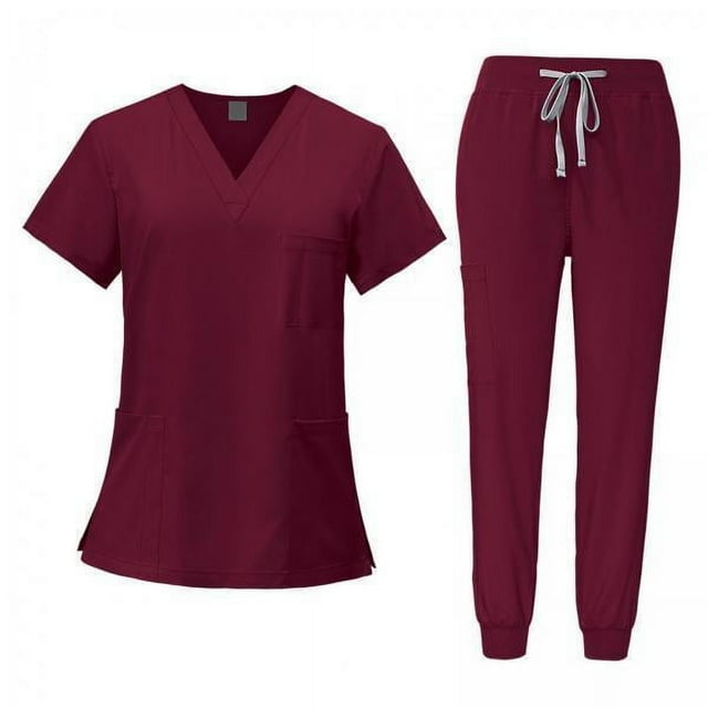 2x Conjunto De Uniforme Médico Femenino, Ropa De Trabajo De Enfermera Lavable A Máquina Para Salón De Belleza
