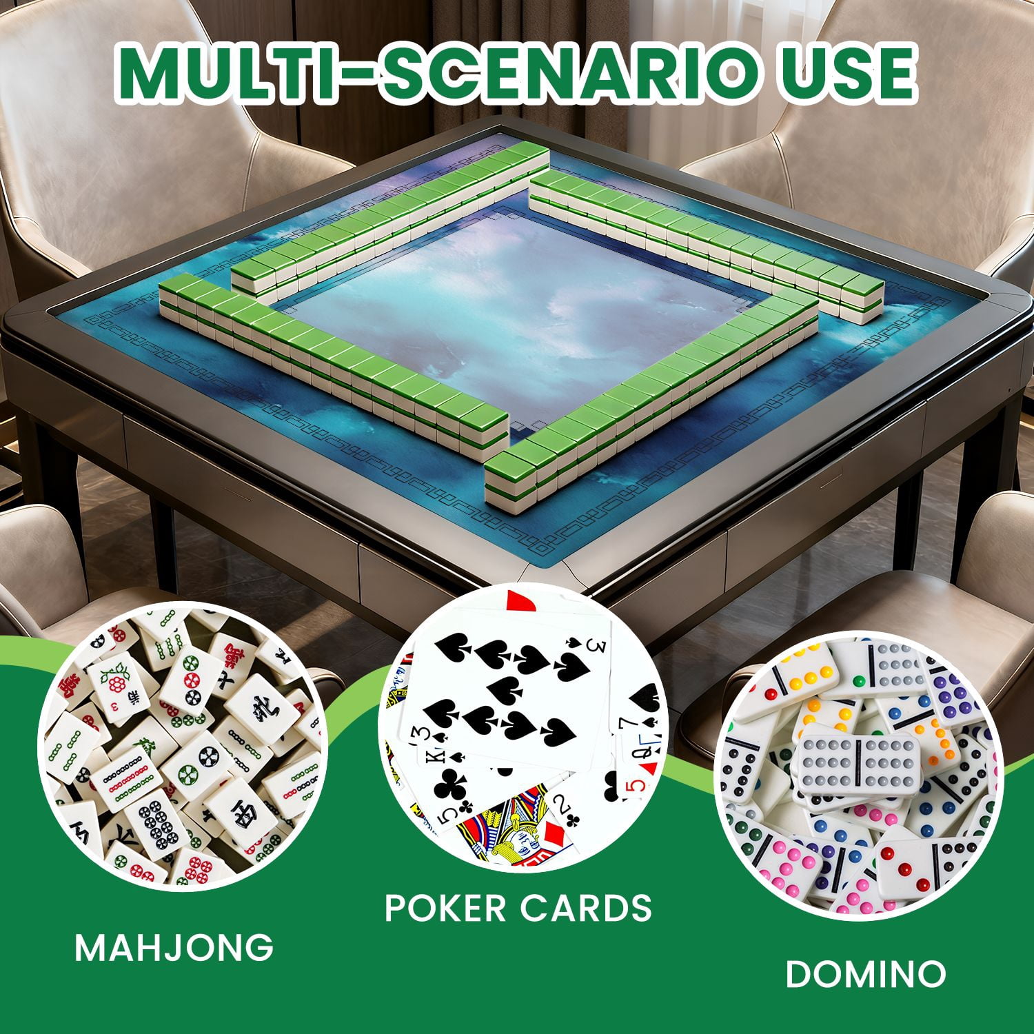 Mahjong Mat 31.5" x 31.5" Watercolor seamless abstract sky galaxy Non-Slip Noise Reduction American Mahjong Tiles Table Cover for Dominoes Poker Card Board Games Gift