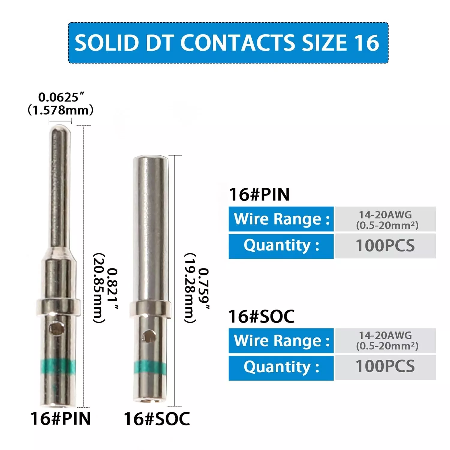 Deutsch Solid Contact Kit Barrel Style Contacts Male Female Terminals DT Series