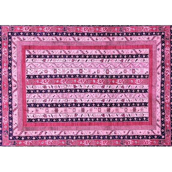 Ahgly Company Indoor Rectangle Abstract Pink Modern Area Rugs, 6' x 9'