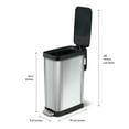 thumbnail image 2 of Glad Kitchen Trash Can, 12 Gallon Stainless Steel Slim Step Garbage Bin with Black Lid, Silver, 2 of 5