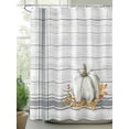 thumbnail image 2 of Fall Shower Curtain White Pumpkin Shower Curtains for Bathroom Thanksgiving Decor, Waterproof Polyester Shower Curtain Set with Hooks, Extra Long 72" x 96" Stripe White Wood Grain, 2 of 6