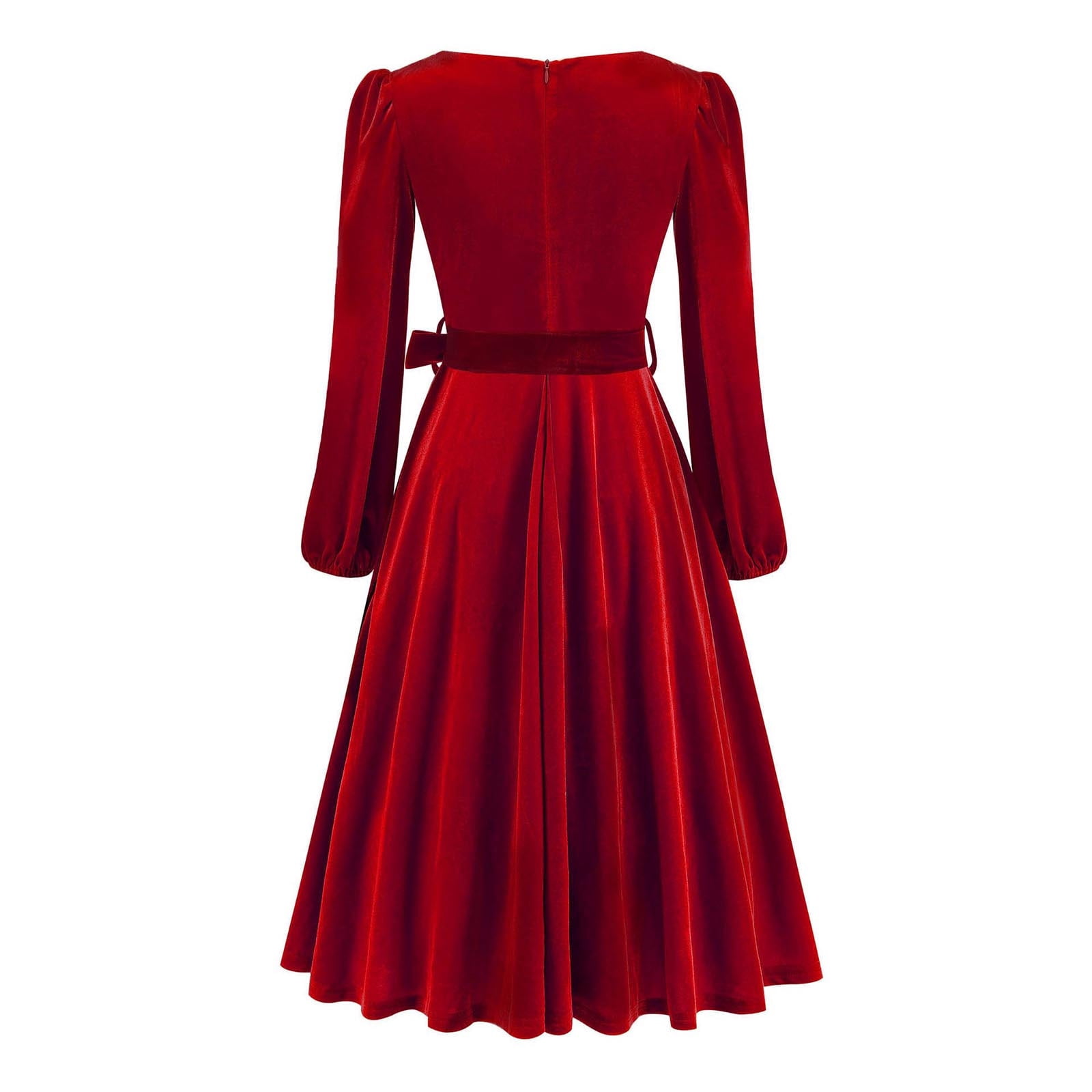 JGGSPWM Women's Winter Vintage Golden Velvet Dresses for Women Formal Dress Long Sleeve Square Neck Swing Dress Red XL