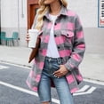 thumbnail image 2 of Tuphregyow Women's Winter Lapel Coat Open Front Cardigan Jackets Outerwear Coats with Pockets Soft Long Sleeve Button Plaid Print Classic Pink S, 2 of 9