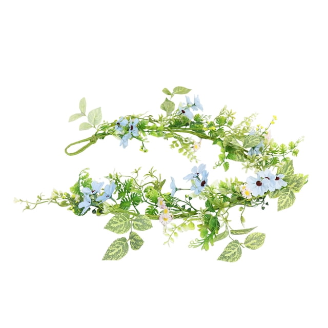 Blue Spring Easter Wreath Artificial Long Rattan Easter Indoor Decoration Home Wedding Wall Blue Plastic 43.31 Inches