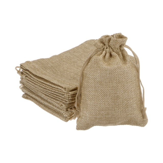 10uds Pequeñas Dobles Bolsas con cordón Unique Bargains 4 x 5.5 Algodón arpillera caqui