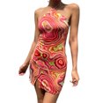thumbnail image 1 of Rojo L 2021 Moda de verano Nueva falda corta con estampado de remolinos y cuello halter sin espalda para mujer, 1 of 8
