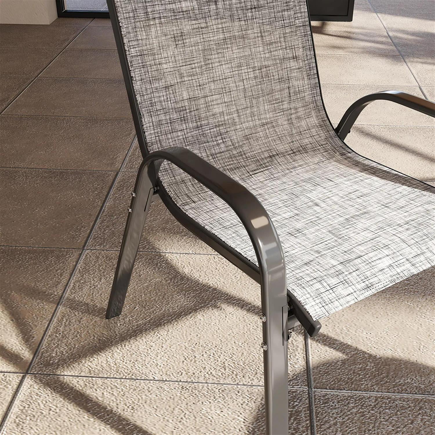 Demi Bonn Outdoor Dining Chairs Set of 4, Stackable Patio Chair with High Back, Breathable Mesh Seat for Garden, Backyard, Deck, Porch, Lawn, Gray