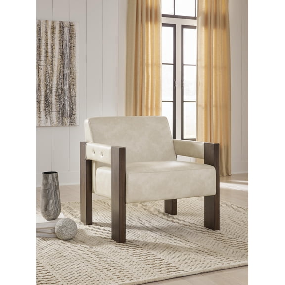 Signature Design by Ashley Adlanlock Contemporary Faux Leather Accent Chair, White