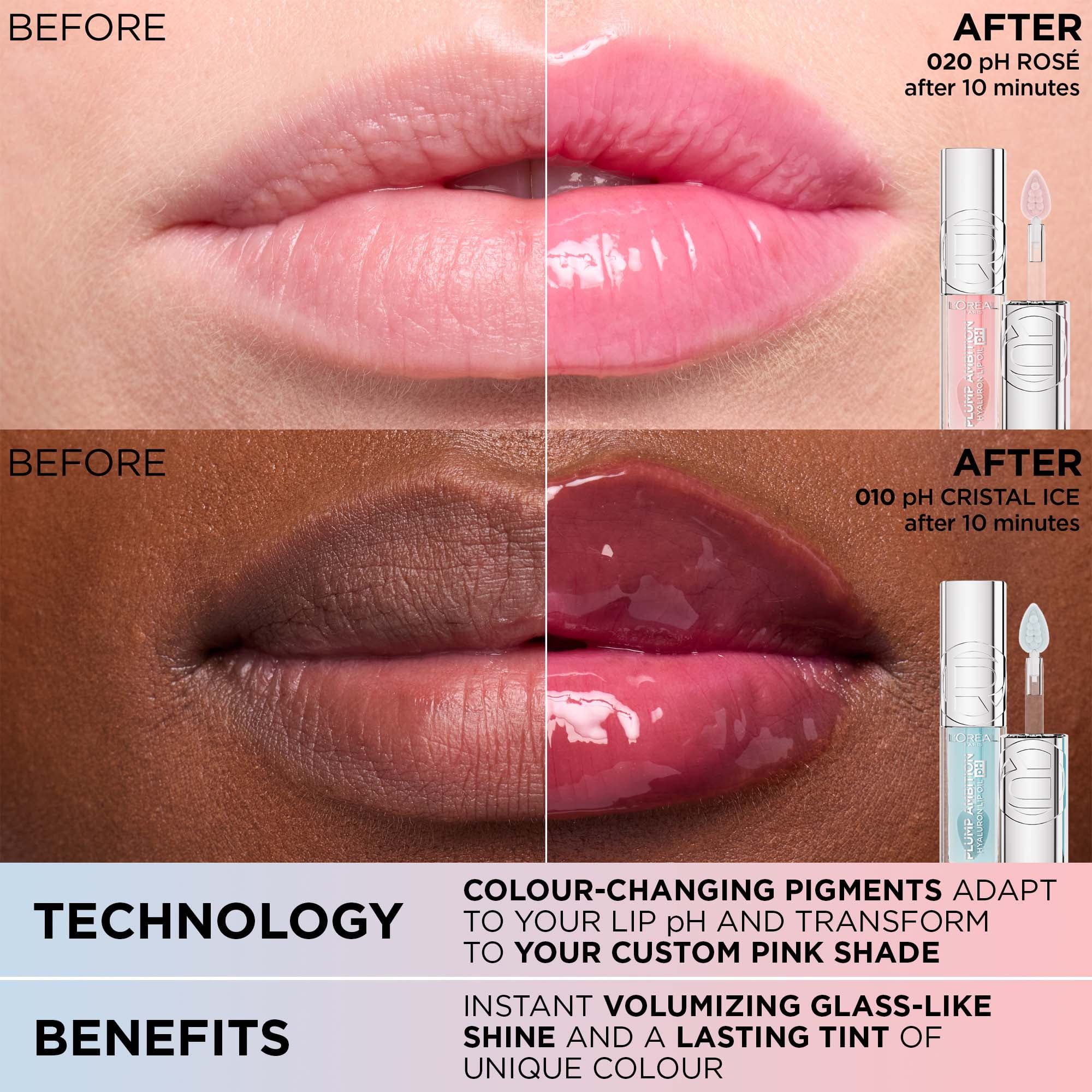 L'Oréal Paris L’Oreal Paris Plump Ambition Huile à Lèvres à Couleur Changeante avec pH 5 MLT LOP COSMETICS LOP PLUMP AMBITION.