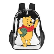 Winnie The Pooh Clear Backpack Heavy Duty Transparent Bag See Through BookBag for Colleges School Work Festival Sport Travel