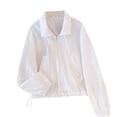 thumbnail image 2 of Qzwdhjm Sun Jackets for Women Lapel Collar Long Sleeve Jacket Solid Lightweight Drawstring Hem Jackets Summer Hiking Clothes with Pocket, 2 of 7