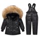 thumbnail image 1 of Cuello de piel real, Parkas para bebés, prendas de vestir exteriores para niños, abrigos de invierno, mono, chaquetas para niños, traje de nieve oso de fresa Juguete, 1 of 5