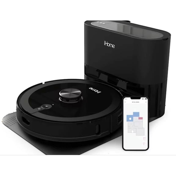 Restored iHome AutoVac Nova S1 Pro Self Empty Robot Vacuum, LIDAR Mapping, 150 Min Runtime, Strong Suction, New (Refurbished)