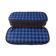 thumbnail image 5 of Picia Buffalo Plaid Blue Black Pattern Large Capacity PU Leather Pencil Case Organizer Pen Marker Holder Double Zipper Storage Bag Big Pencil Pouch for College Office, 5 of 6