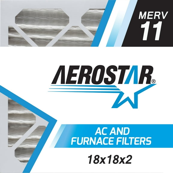 Aerostar 18x18x2 MERV 11 Pleated Air Filter, 6 Pack, Furnaces Filters, HVAC Filter, Air Conditioners Vent Filter Replacement for Home
