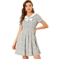 thumbnail image 1 of INSPIRE CHIC Vestidos Florales Casuales Con Cuello Marinero Entallados Y Acampanados Para Mujer Blanco azul XL, 1 of 6