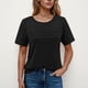 thumbnail image 2 of Camisas de Cuello de Tripulación de Manga Corta para las Mujeres Plisado Mangas de Ruffle, Cuello Redondo Casual Primavera Y Blusa de Verano, 2 of 6