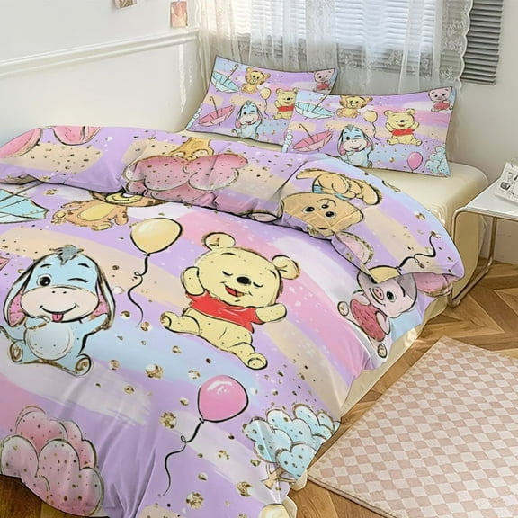 Winnie The Pooh 3-piece King bedding set, soft and skin-friendly for girls