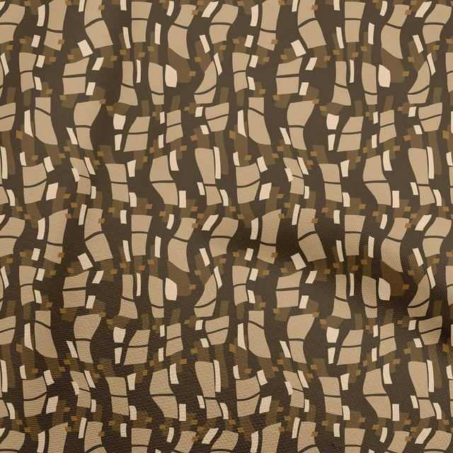 oneOone Tissu Jersey Coton Brun Abstrait pour Robe Tissu Imprimé au Mètre 58 Pouces de Large