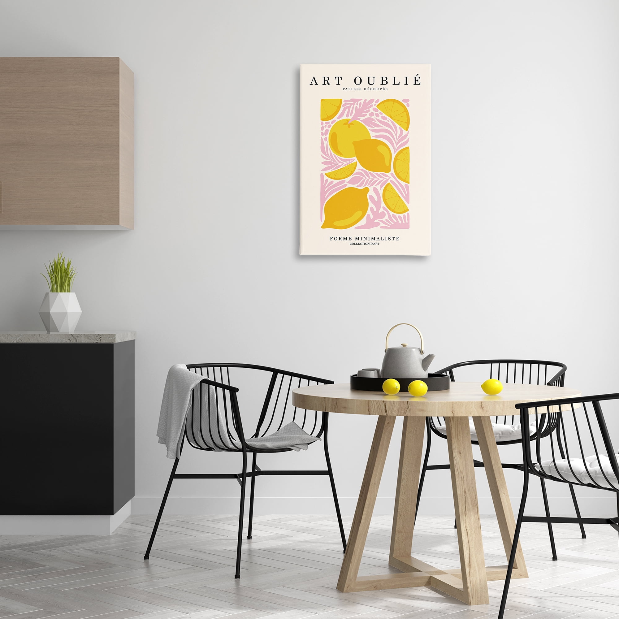 Stupell Industries Lemons on Pink Florals Food & Beverage Painting Wrapped Canvas Art Print Wall Art, 20 x 30