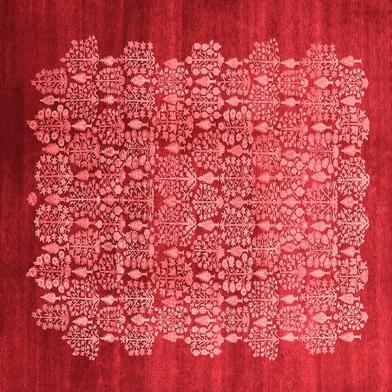 Ahgly Company Indoor Square Oriental Red Industrial Area Rugs, 7' Square