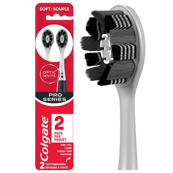 Colgate Optic White Pro Series Adult Manual Toothbrush, Soft, 2 Pack