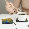 thumbnail image 3 of Drink Coasters, Peacocks -PVC Leather Coasters Sets of 4 for Tabletop Protection - Bar Accessories, Coasters for Drinks Cup Aesthetic Coasters Home Office Decor Square, 3 of 5