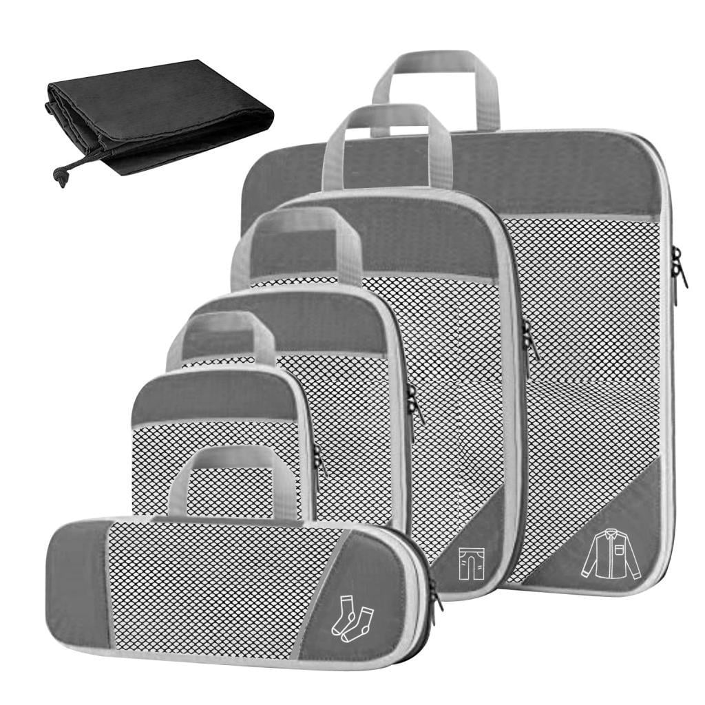 Zxpjkyu 1Set Compression Packing Cubes Luggage Organizer Travel Keeping Organized Grey Grey 6Pcs