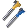 thumbnail image 1 of 2 Pack 6.35mm Shank T-slot Router Bits For Wood Screw Holes T-slot Woodworking Countersink 3/8" & 1/2" T-slot Router For Hex Bolt For Woodworking Blue, 1 of 5