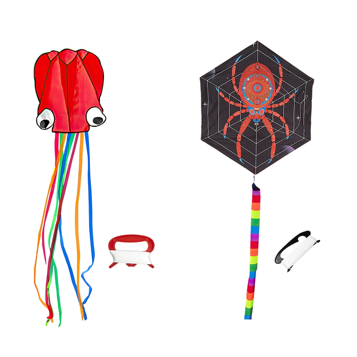 Kepooman Large Red Octopus Kite & Red Spider-Print Kite with Tail & Lines, 2 Pack Easy Flyer Kites for Family Outdoor Game Activities Kepooman Large Red Octopus Kite & Red Spider-Print Kite with Tail & Lines, 2 Pack Easy Flyer Kites for Family Outdoor Game Activities