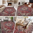 thumbnail image 6 of 6x9 Area Rugs, Farmhouse Boho Non-Skid Rubber Backing Large Rectangle Rugs - Living Room Bedroom Home Office, Red Bohemia Tribal Nation Abstract Art Indoor Floor Mat Carpets Washable Rug, 6 of 9