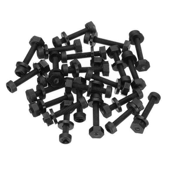 Uxcell M2x12mm Black Nylon Bolts Plastic Nuts Full Thread Head Screws and Nuts Set for Industrial Home Fastening Projects, 24 Sets
