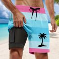 thumbnail image 2 of ibiyuan Men Swim Trunks with Mesh Lining Quick-Dry Mens Bathing Suits 2 In 1 Mens Short Pockets Stretch Funny Print Beach Swimwear,A-Hot Pink, 2 of 4