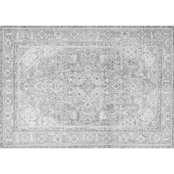 Ahgly Company Indoor Rectangle Persian Gray Traditional Area Rugs, 5' x 7'