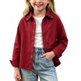 thumbnail image 4 of BLVB Toddler Baby Boys Girls Long Sleeve Button down Shirts Classic Collared Lightweight Jackets Kids Fall Clothes(Red,2-3Years), 4 of 7